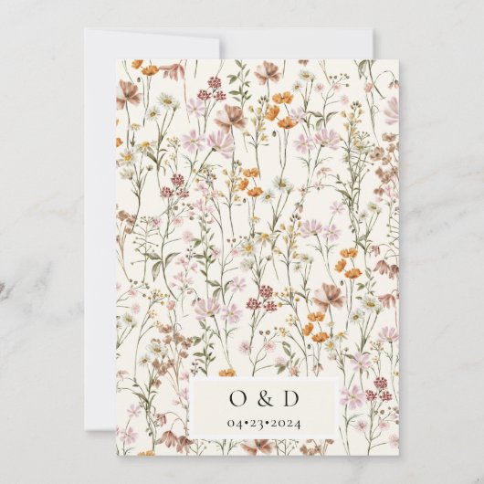 Wildblumen Elegant Boho Save the Date Minimalistis (Rückseite)