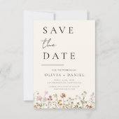 Wildblumen Elegant Boho Save the Date Minimalistis (Vorderseite)