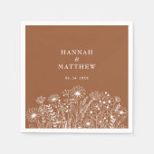 Wildblumen Elegant Burnt Orange Hochzeit im Herbst Serviette (Vorderseite)