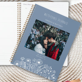 Wildblumen Elegant Dusty Blue Boho Foto Hochzeit Planer