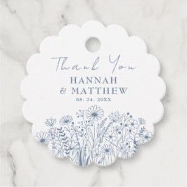 Wildblumen Elegant Dusty Blue Wedding Geschenkanhänger