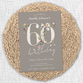 Wildblumen Elegant Floral 60. Geburtstag Einladung