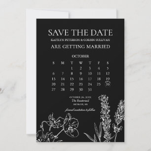 Wildblumen Elegant Gothic Kalender Save The Date Einladung