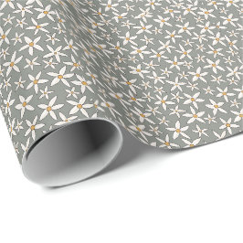 Wildblumen Elegant Simple Sage Green und White Geschenkpapier