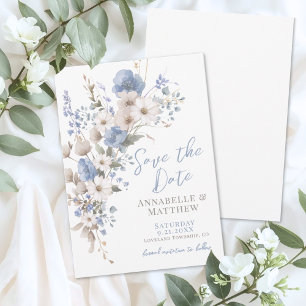 Wildblumen Elegante Blaue Florale Hochzeit Save The Date