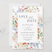 Wildblumen Elegante Florale Foto QR-Code Hochzeit Save The Date (Vorderseite)