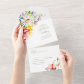 Wildblumen Elegante Hochzeit All In One Einladung (Abreißen)