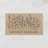 Wildblumen Elegante Kraft QR Code Soziale Icons Visitenkarte (Vorderseite)