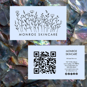 Wildblumen Elegante Linie Art QR Code Soziale Symb Visitenkarte