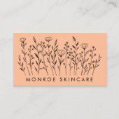 Wildblumen Elegante Linie Art QR Code Soziale Symb Visitenkarte (Vorderseite)