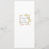 Wildblumen elegante Menükarte mit Monogramm auf de (Rückseite)