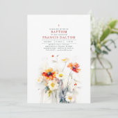 Wildblumen Elegante Minimalistische Taufe Einladung (Stehend Vorderseite)