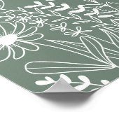 Wildblumen Elegante Sage Green Wedding Willkommen Poster (Ecke)