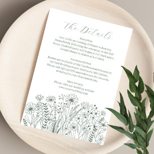 Wildblumen Elegante Seiten Grüne Hochzeiten Detail Begleitkarte