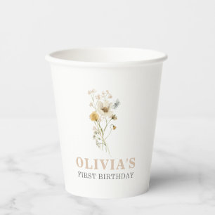Wildblumen Eleganter Boho-Garten Erste Geburtstag Pappbecher