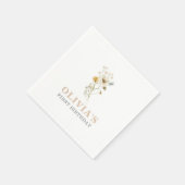 Wildblumen Eleganter Boho-Garten Erste Geburtstag Serviette (Ecke)