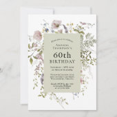 Wildblumen Eleganter Botanischer 60. Geburtstag Einladung (Vorderseite)
