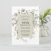 Wildblumen Eleganter Botanischer 60. Geburtstag Einladung (Stehend Vorderseite)