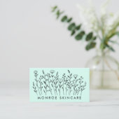 Wildblumen Eleganter Line Art Chic Custom QR Code Visitenkarte (Stehend Vorderseite)