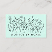 Wildblumen Eleganter Line Art Chic Custom QR Code Visitenkarte (Vorderseite)