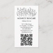 Wildblumen Eleganter Line Art Chic Custom QR Code Visitenkarte (Rückseite)