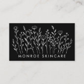 Wildblumen Eleganter Line Art Chic Custom QR Code Visitenkarte (Vorderseite)