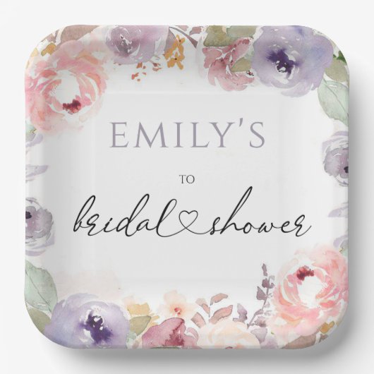 Wildblumen Elegantes Brautparty Papierplatte Pappteller (Vorderseite)