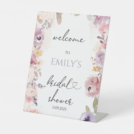 Wildblumen Elegantes Brautparty willkommen Sockelschild (Vorderseite)