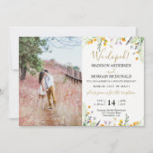 Wildblumen Elopement Empfang Foto Einladung (Vorderseite)