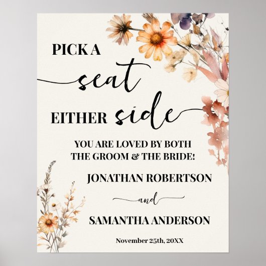 Wildblumen entscheiden sich für eine Hochzeitsfeie Poster (Vorne)