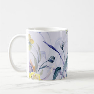 Wildblumen entstehen, nahtlos natürliches Muster. Kaffeetasse