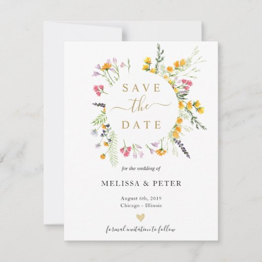 Wildblumen entstehen Save the Date Ankündigung (Vorderseite)
