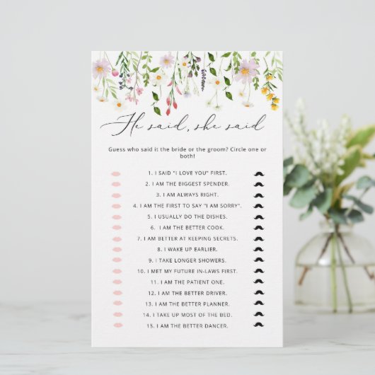 Wildblumen Er sagte, sie habe Brautparty (Stehend Vorderseite)