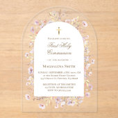 Wildblumen Erste Heilige Kommune Acryleinladungen (Vorderseite)