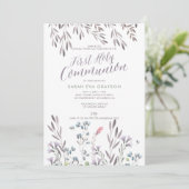 Wildblumen Erste Heilige Kommune Einladung (Stehend Vorderseite)
