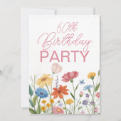 Wildblumen Erwachsene 60. Geburtstagsparty Einladung (Rückseite)