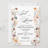 Wildblumen fallen in Liebe Elegante Hochzeit Einladung (Vorderseite)