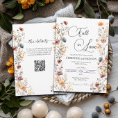 Wildblumen fallen in Liebe QR-Hochzeit Einladung