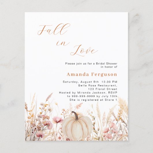 Wildblumen fallen Liebe Kürbis Haushalt Brautparty (Vorderseite)