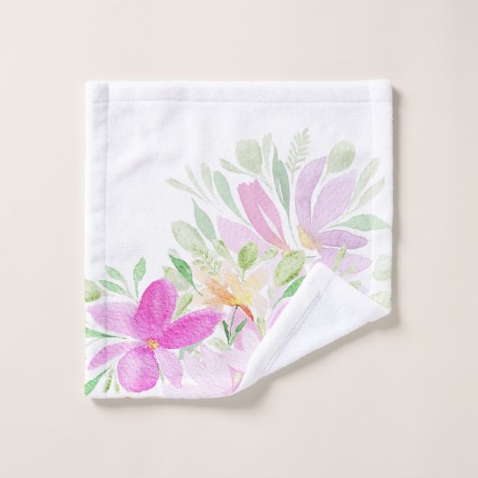 Wildblumen Farbe Rosa, Gelb, Grün Badhandtuch Set (Waschlappen)