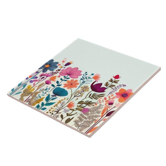 Wildblumen - farbenfrohe Blume Fliese (Seite)