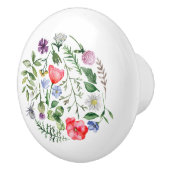 Wildblumen Farbiger Rundknochen Keramikknauf (Rechts)