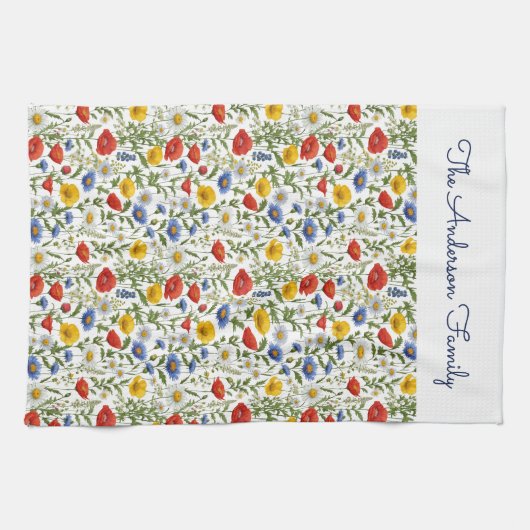 Wildblumen Farbiges Hübsches Teetuch Geschirrtuch (Horizontal)
