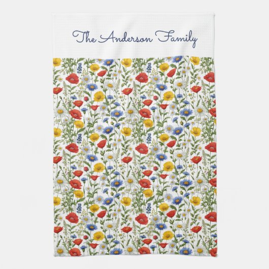 Wildblumen Farbiges Hübsches Teetuch Geschirrtuch (Vertikal)