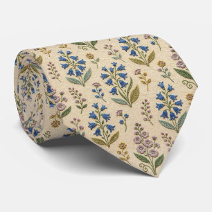 Wildblumen Faux-Seide Vintage-Stickerei-Stil Krawatte
