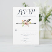 Wildblumen Feathers and Arrow RSVP Karte (Stehend Vorderseite)