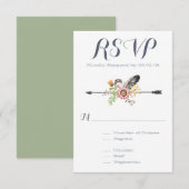 Wildblumen Feathers and Arrow RSVP Karte (Vorne/Hinten)