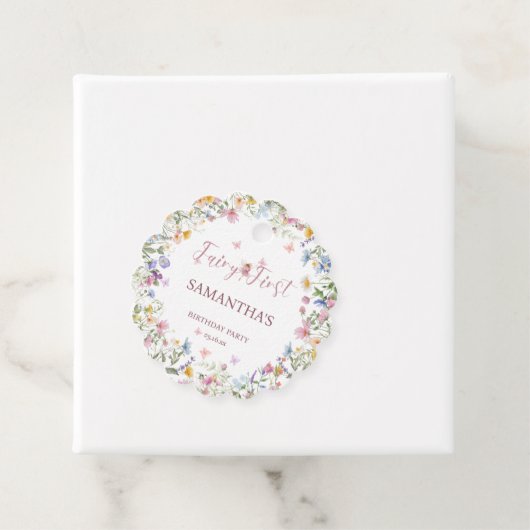 Wildblumen-Feengarten 1. Geburtstagsfeier Geschenkanhänger (Beispiel)