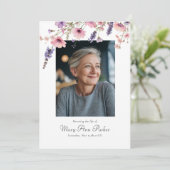 Wildblumen "Feier des Lebens" Foto Bestattung Einladung (Stehend Vorderseite)