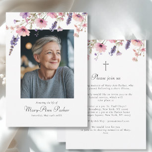 Wildblumen-"Feier des Lebens"-Foto-Trauerfeier Einladung